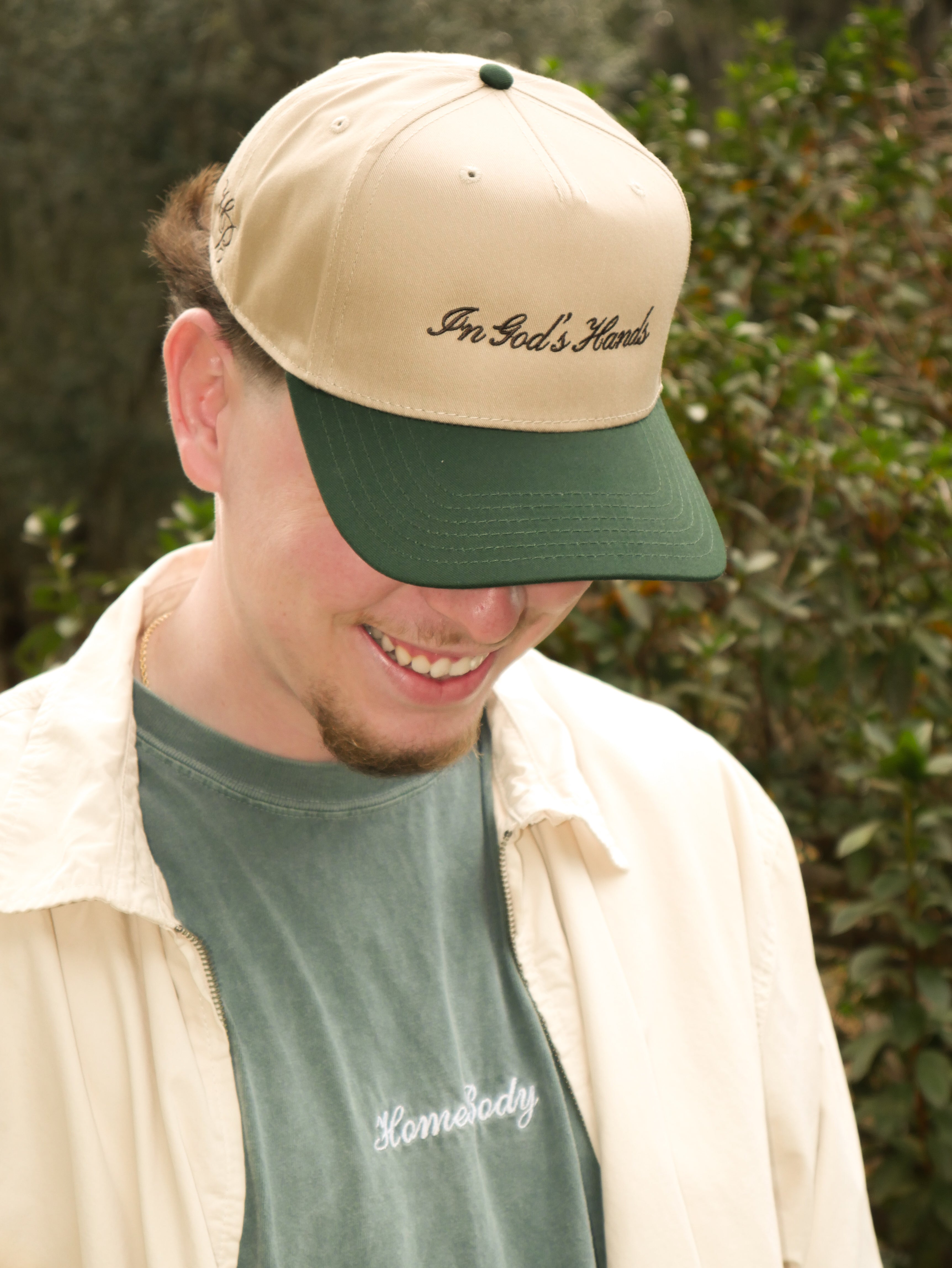 "In God's Hands" Cursive Classic Cap (Forest Green)